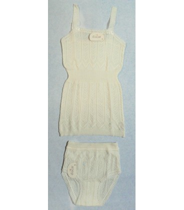 Conjunto en algodón de braguita y cubre perlé para niña